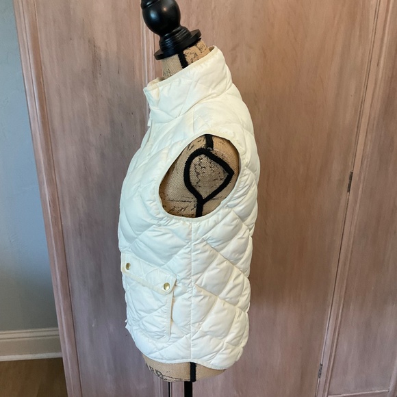 J. CREW Women's Vest Puffer Cream Puffer Quilted Gold Zipper XS - Picture 14 of 16